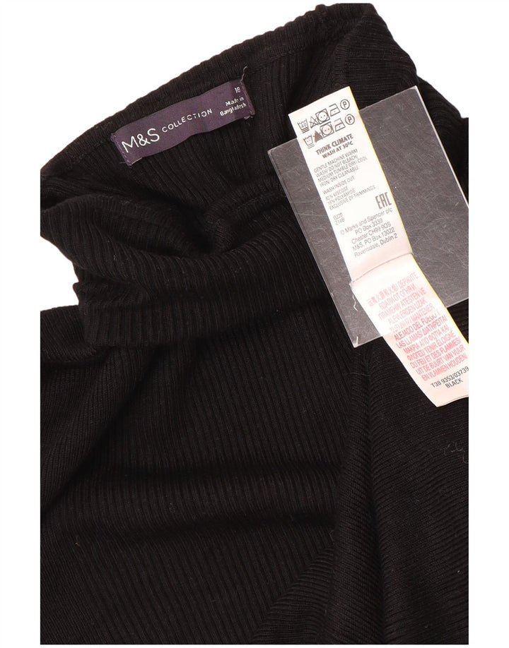 Maglione maglione a collo alto da donna Marks & Spencer UK 18 XL viscosa nera