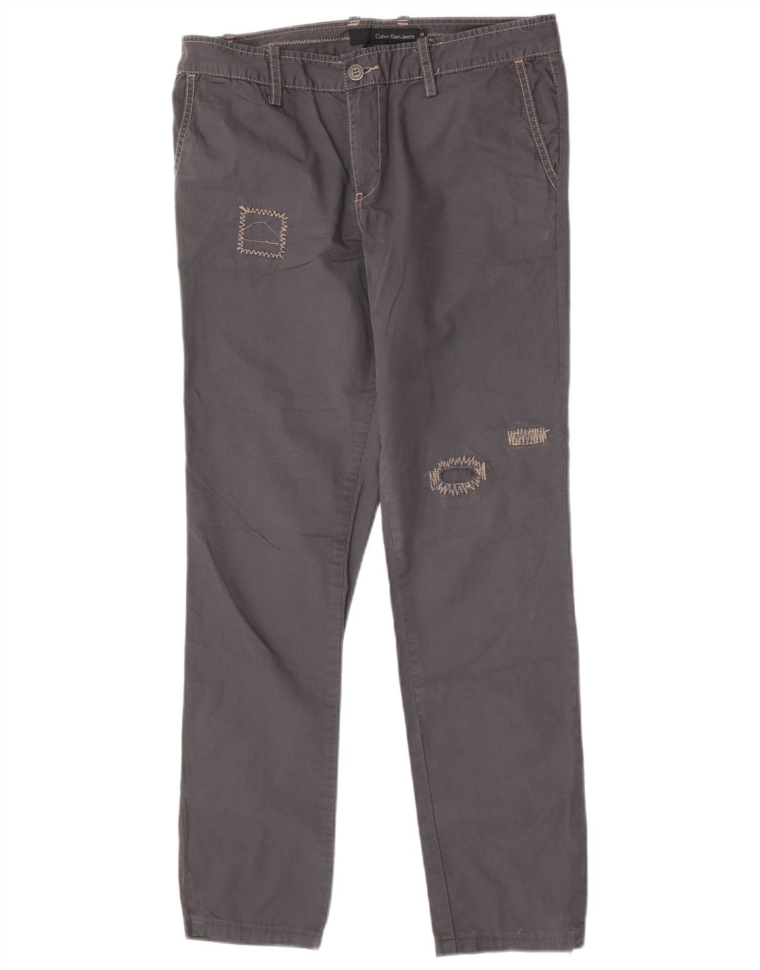 Pantaloni chino dritti da donna Calvin Klein W28 L29 Grigi