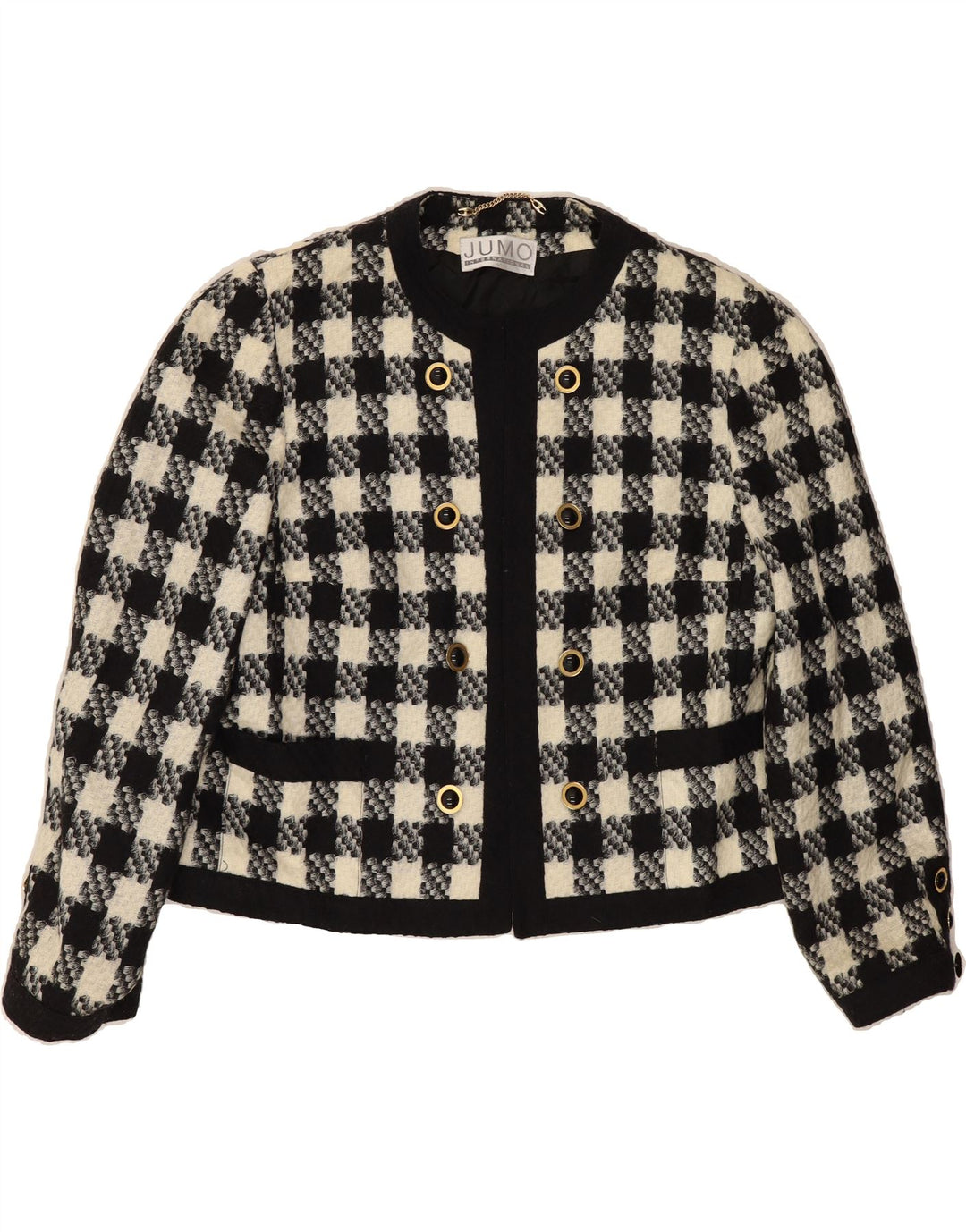 VINTAGE Womens Open Bolero Jacket IT 40 Small Black Check Wool Vintage Vintage and Second-Hand Vintage from Messina Hembry 