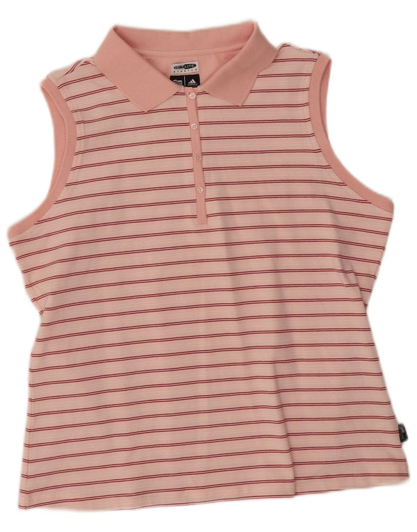 Polo senza maniche Adidas Climalite da donna UK 18 XL a righe rosa