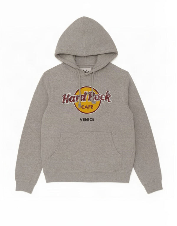 Hard Rock Cafe Mens Venice Graphic Hoodie Jumper Medium Grey Flecked Cotton