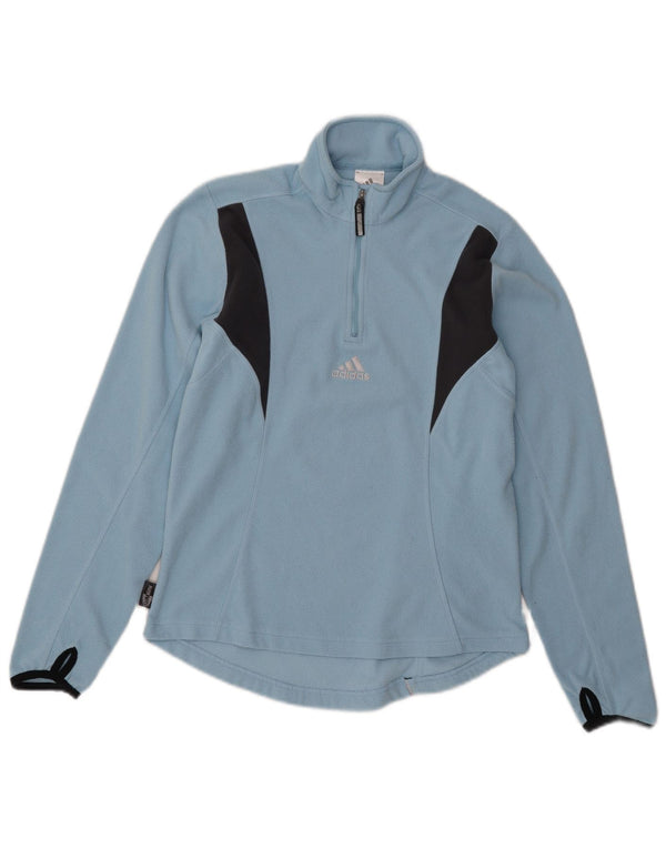 Maglione in pile da donna Adidas Climawarm Zip Neck UK 10 Small Blue Colourblock