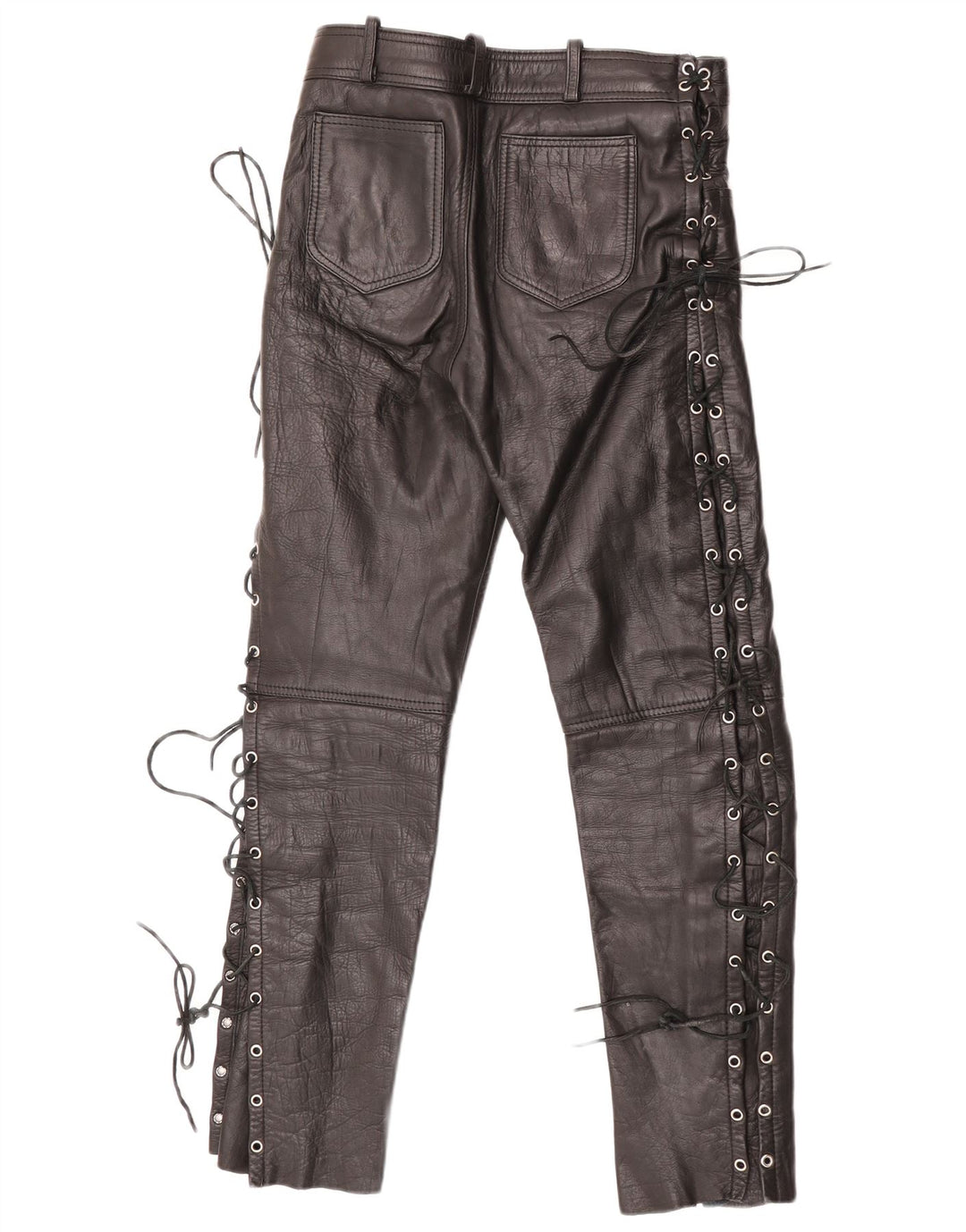 Pantaloni dritti in pelle da uomo vintage IT 48 medi W30 L29 neri