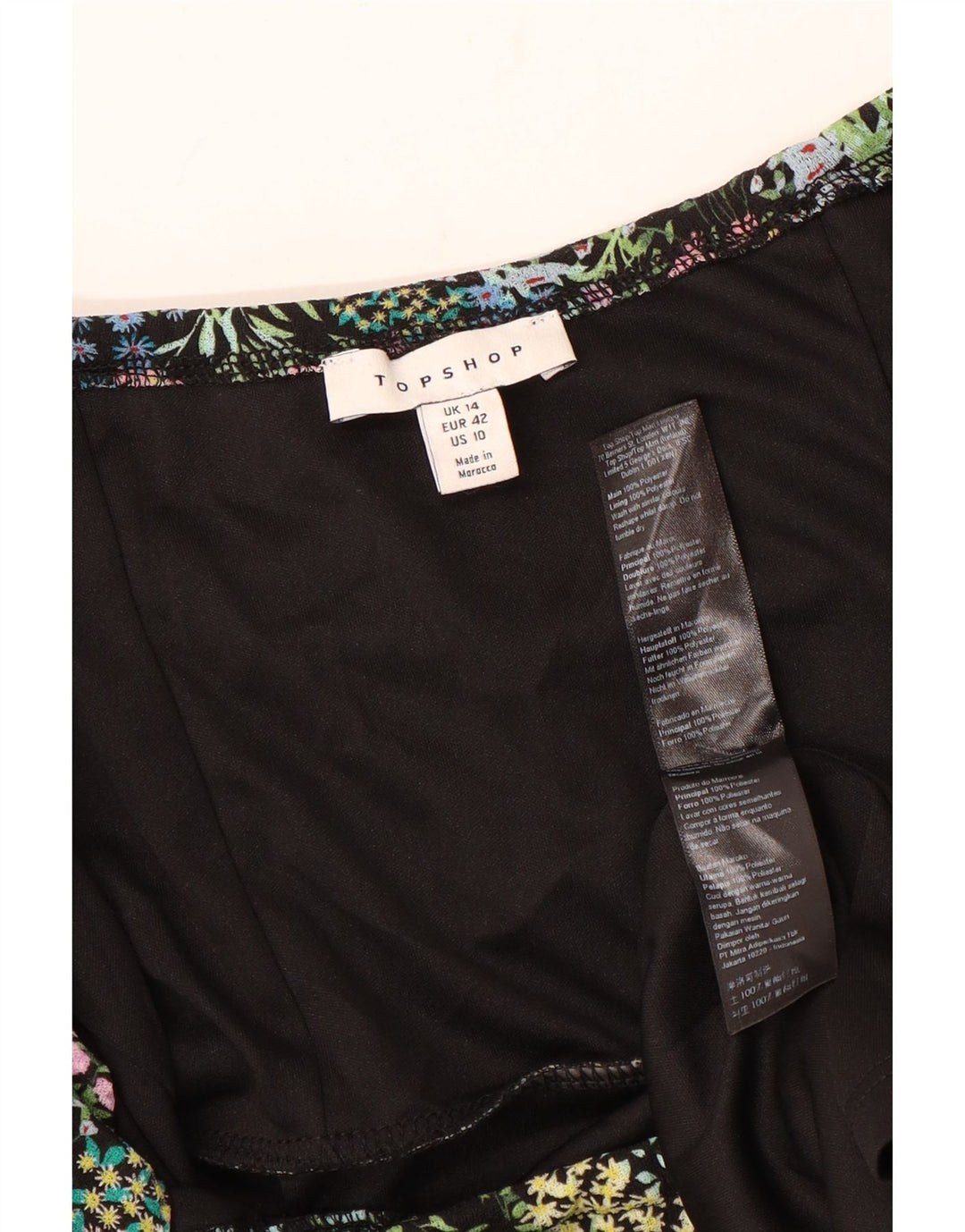 Topshop Abito da donna con spalle scoperte UK 14 Grande floreale multicolore