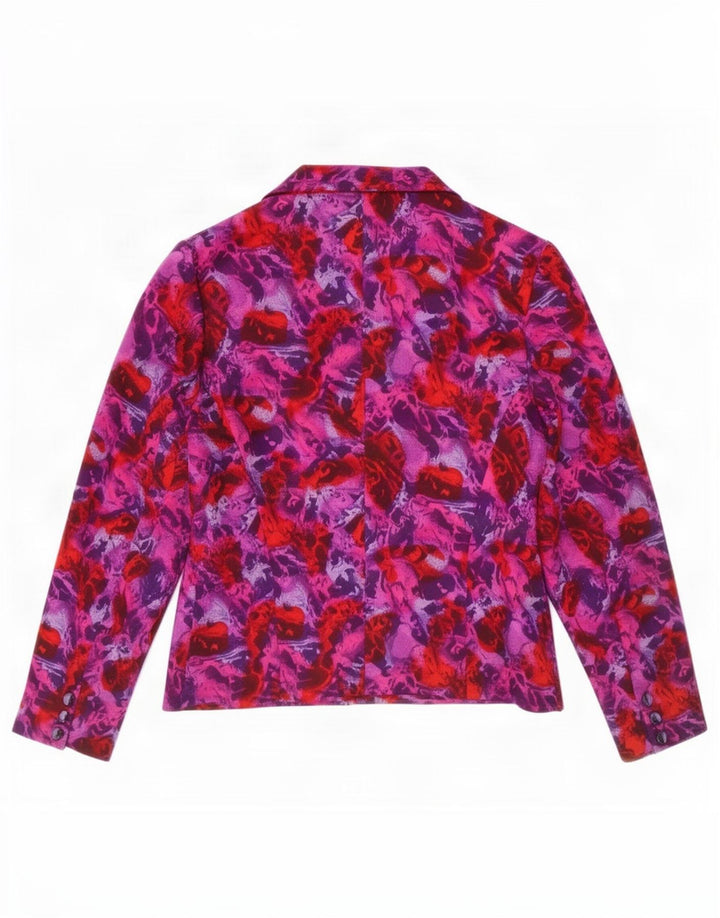 Giacca blazer vintage da donna a 2 bottoni UK 12 medio multicolore floreale