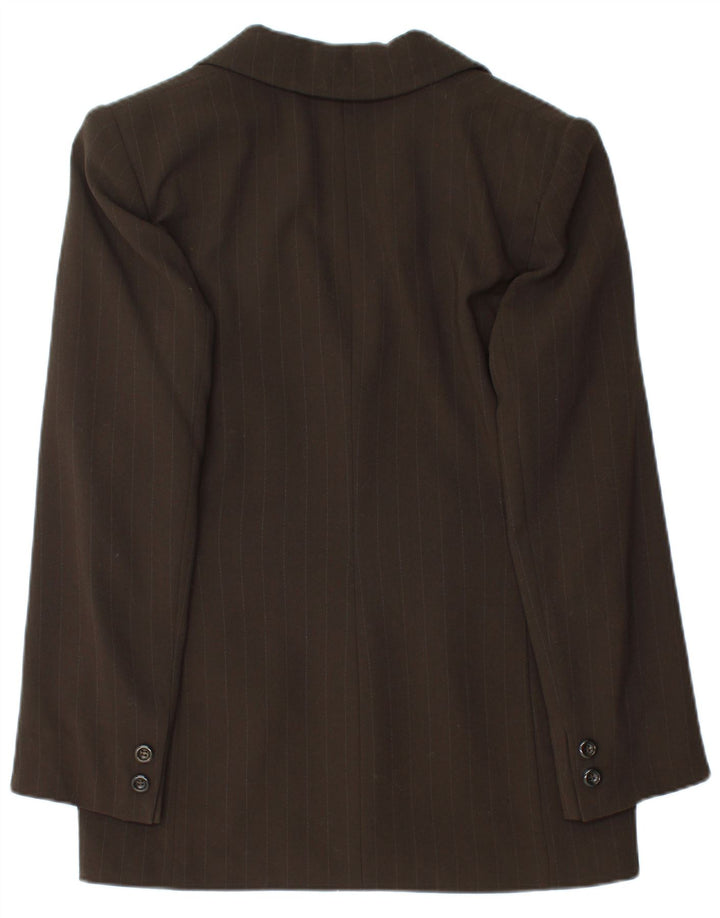 Giacca blazer a 3 bottoni da donna Selene UK 12 gessato marrone medio