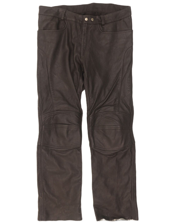Pantaloni da motociclista in pelle da uomo Oxford W34 L33 Pelle nera