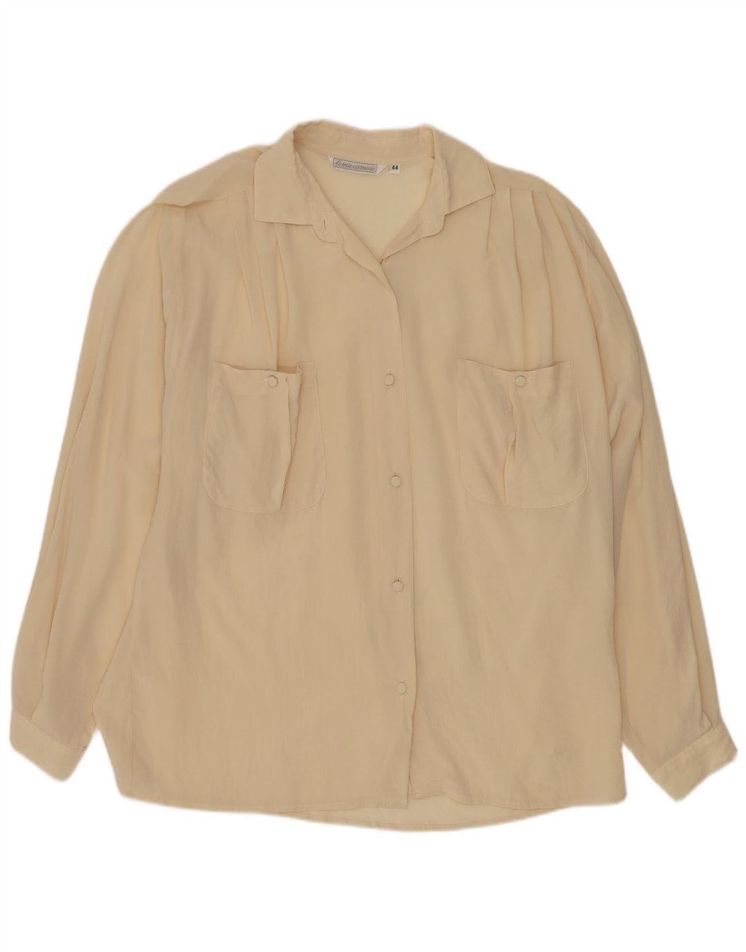Camicetta camicia vintage da donna IT 44 seta media bianco sporco