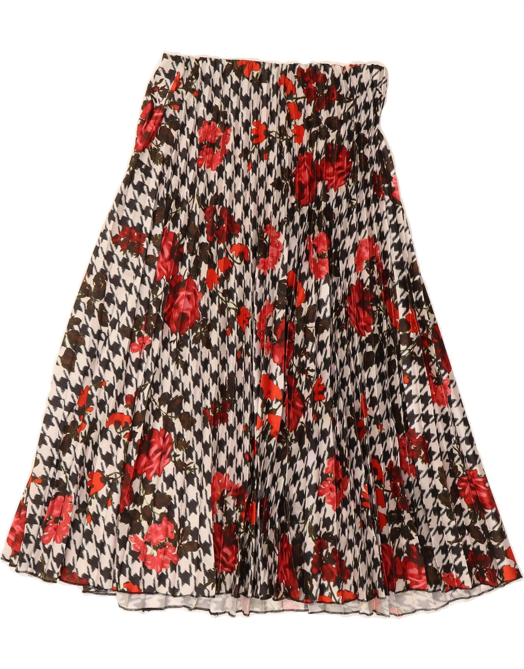 ZARA Womens Pleated A-Line Skirt Medium W30  White Houndstooth Vintage Zara and Second-Hand Zara from Messina Hembry 