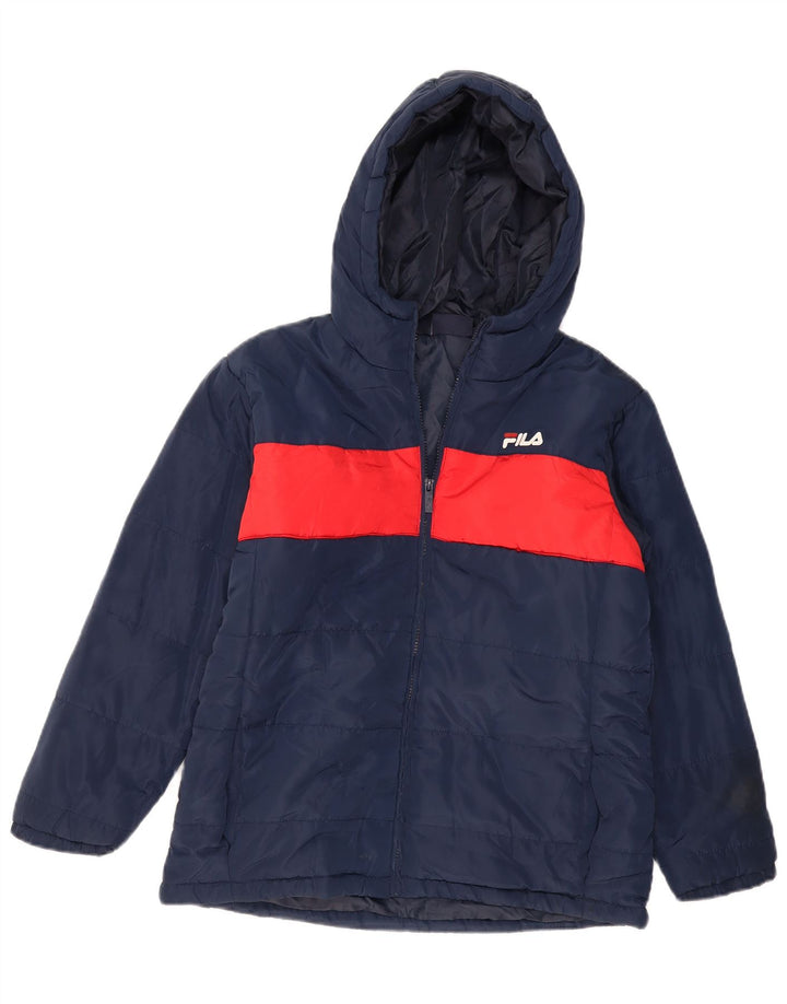 Giacca imbottita con cappuccio FILA per ragazzi 15-16 anni in poliestere color block blu navy