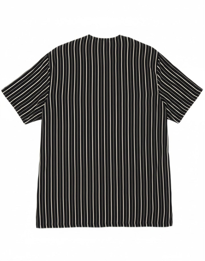 ST. BERNARD Womens Shirt Blouse UK 12 Medium Black Striped Viscose Vintage St. Bernard and Second-Hand St. Bernard from Messina Hembry 