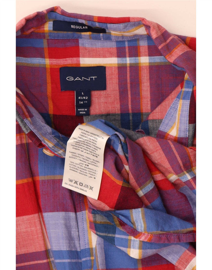 Gant Camicia da uomo vestibilità regolare taglia 41/42 16 1/2 grande quadretto multicolore