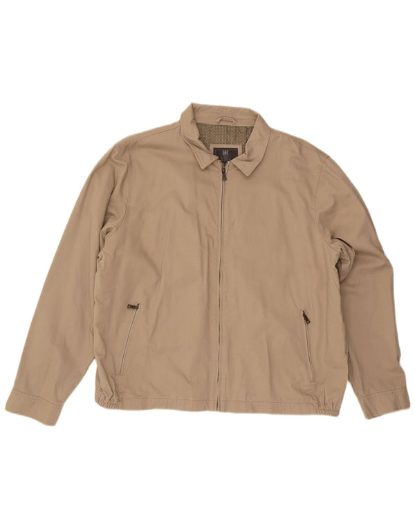 Marks & Spencer Mens Bomber Jacket UK 44 2XL Beige Cotton