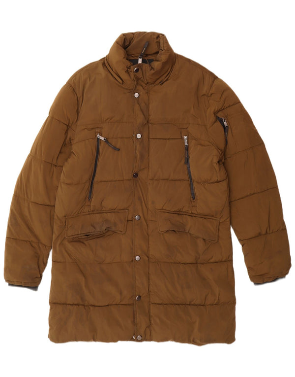 Cappotto imbottito da uomo Zara UK 38 Biker in nylon kaki medio