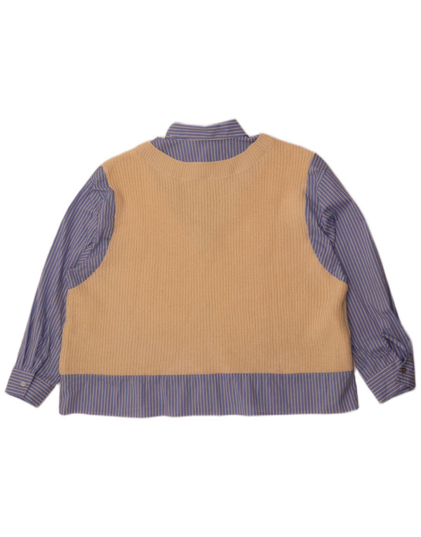 Camicia Zara da donna oversize in maglia lavorata a maglia UK 6 XS Beige a righe acrilico moderno