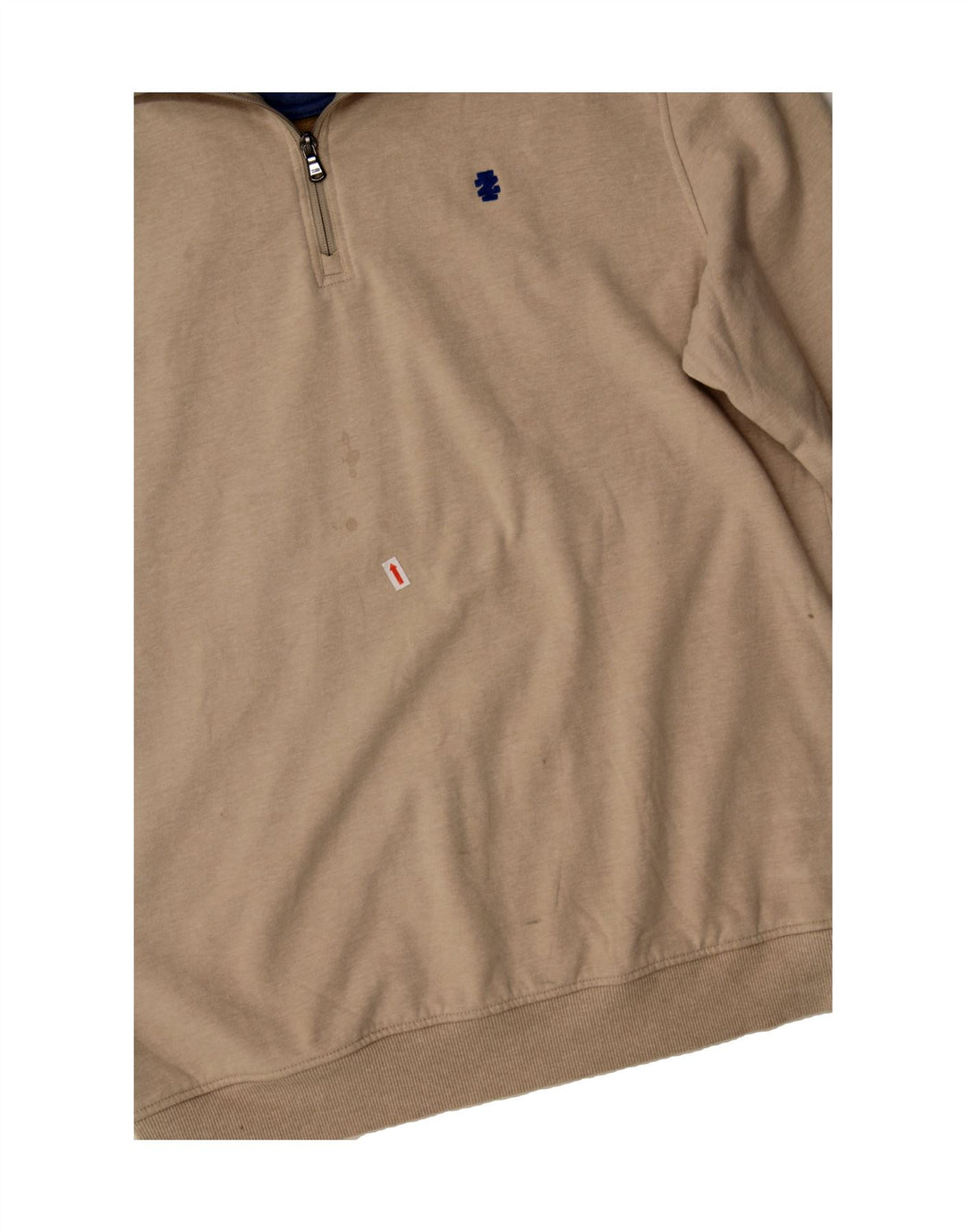 IZOD Mens Zip Neck Sweatshirt Jumper Large Beige Polyester Vintage Izod and Second-Hand Izod from Messina Hembry 