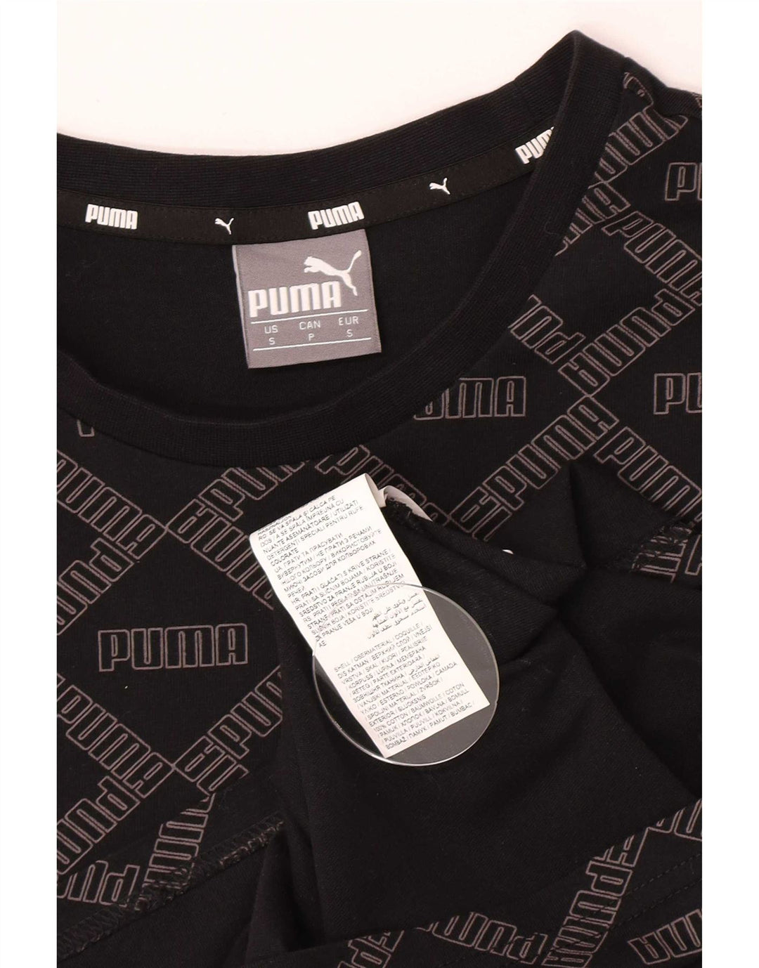 T-shirt grafica da uomo Puma Top Small in cotone nero