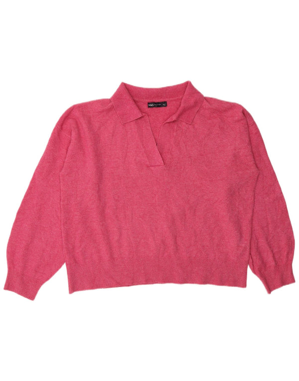 Maglione maglione collo alto da donna Marks & Spencer UK 16 grande poliestere rosa