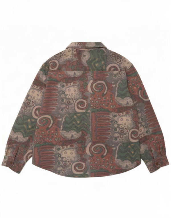 Camicia in pile vintage da uomo taglia 43/44 grande geometrica multicolore