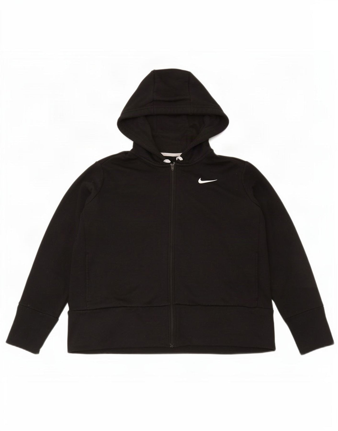 Felpa con cappuccio e zip Nike Dri Fit da donna UK 16 grande poliestere nero