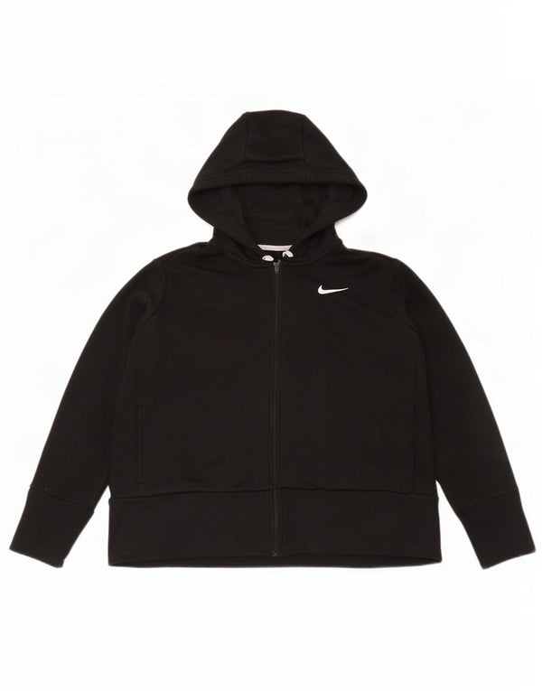 Felpa con cappuccio e zip Nike Dri Fit da donna UK 16 grande poliestere nero