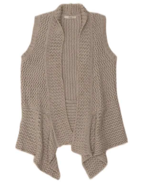 Maglione cardigan aperto senza maniche da donna Marks & Spencer UK 10 piccolo grigio