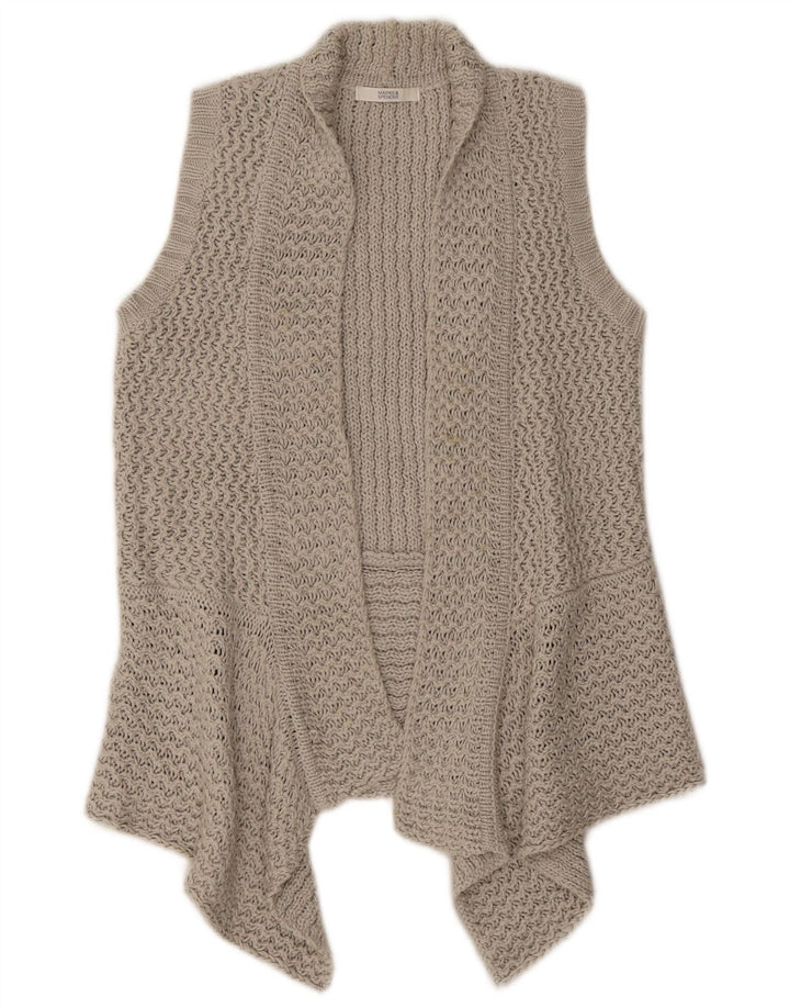 Maglione cardigan aperto senza maniche da donna Marks & Spencer UK 10 piccolo grigio