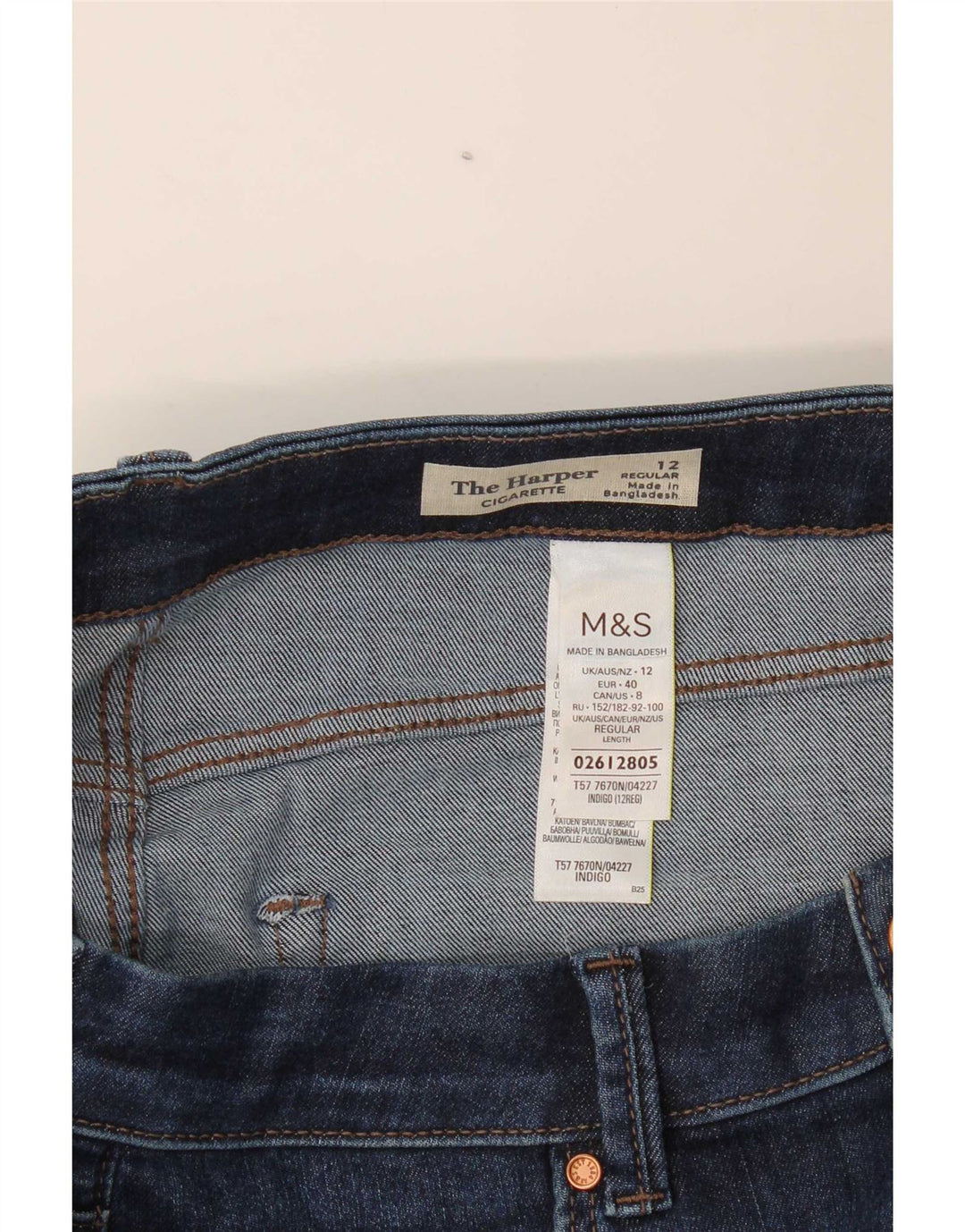 Marks & Spencer Donna The Harper Straight Jeans UK 12 Medio W30 L27 Blu