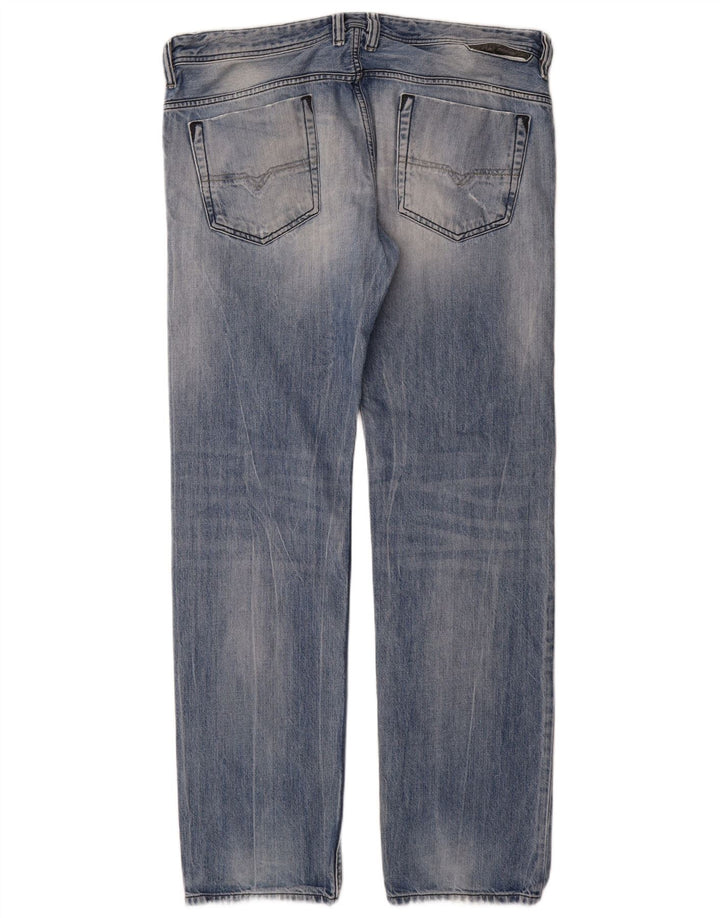 Jeans dritti invecchiati da uomo Diesel W36 L34 cotone blu