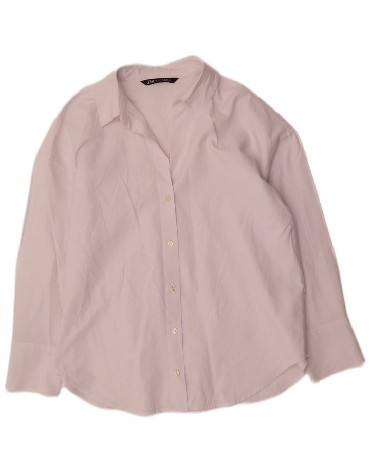 Camicia oversize da donna Zara UK 6 XS cotone bianco
