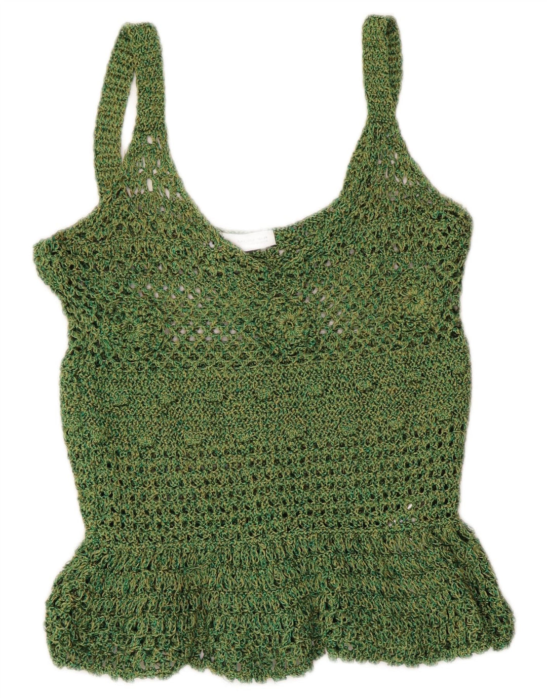 Top Zara da donna all'uncinetto con canottiera UK 8 Small verde poliestere
