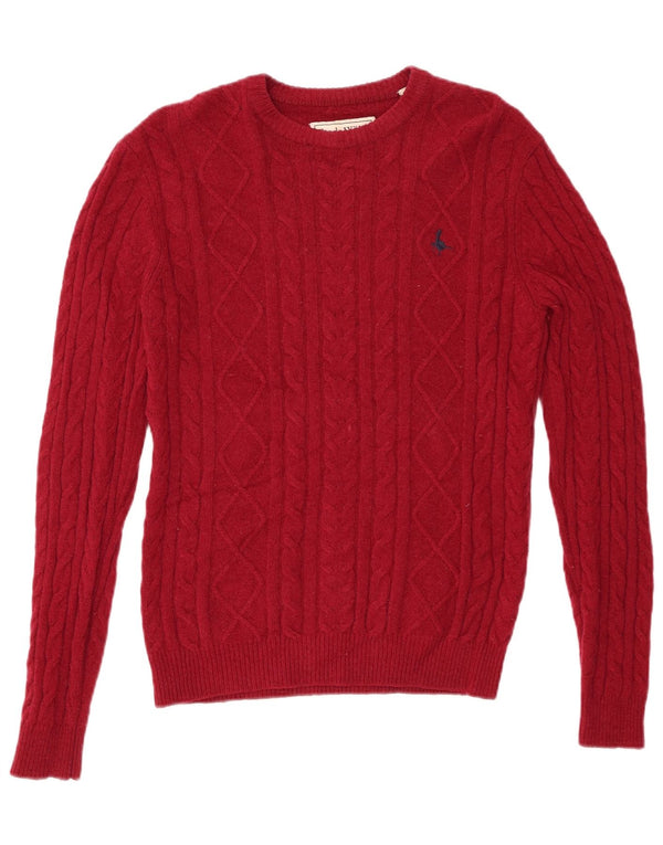 JACK WILLS Maglione da uomo girocollo piccolo in lana rossa