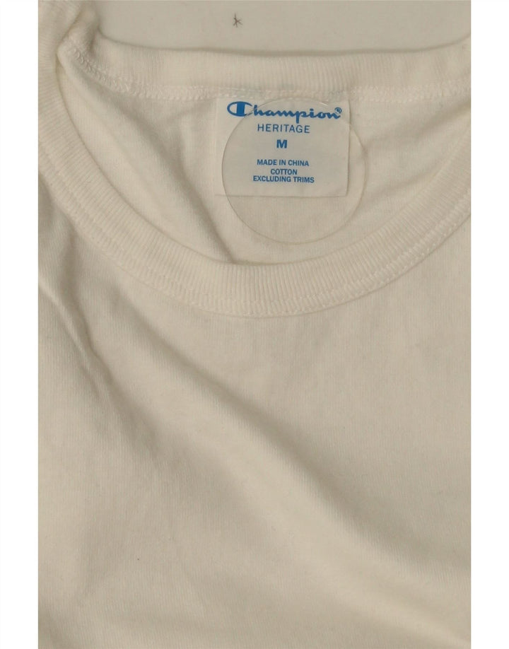 CHAMPION T-shirt Heritage da uomo Top in cotone bianco medio
