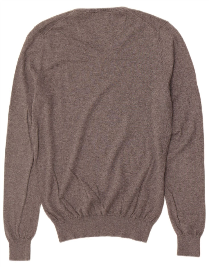 Massimo Dutti Maglione da uomo con scollo a V piccolo cotone grigio