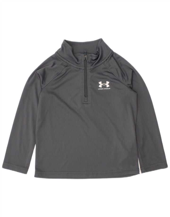 Top della tuta da ginnastica Under Armour da ragazzo con zip e collo 2-3 anni in poliestere grigio