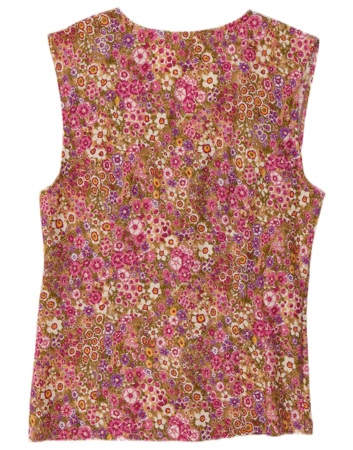 Camicetta senza maniche da donna VINTAGE UK 14 floreale multicolore medio