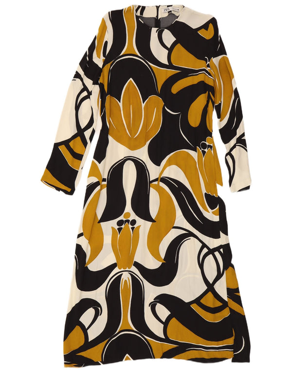 Vestito maxi a maniche lunghe da donna Zara UK 14 floreale multicolore medio