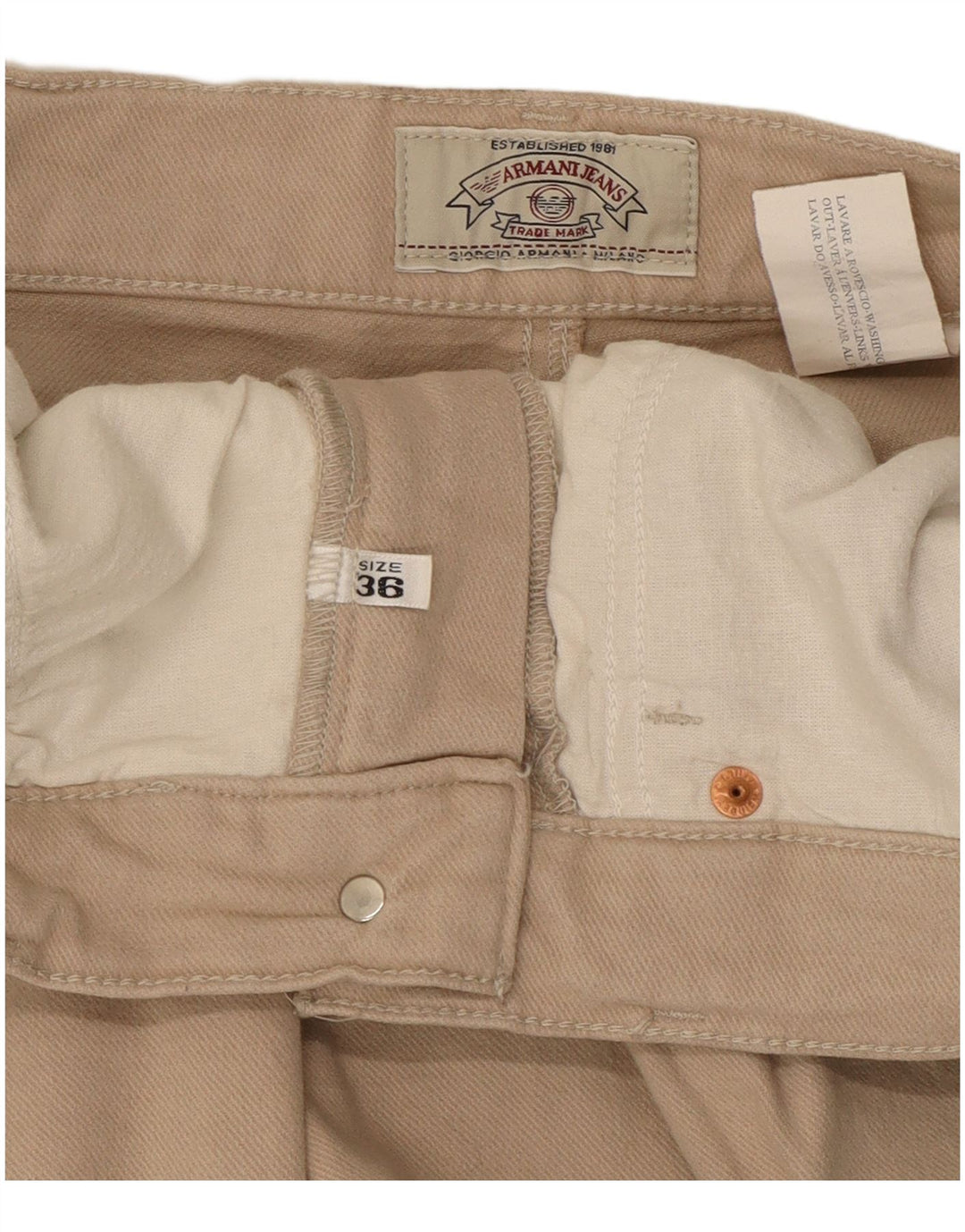 Pantaloni casual dritti da uomo Armani W36 L27 Beige