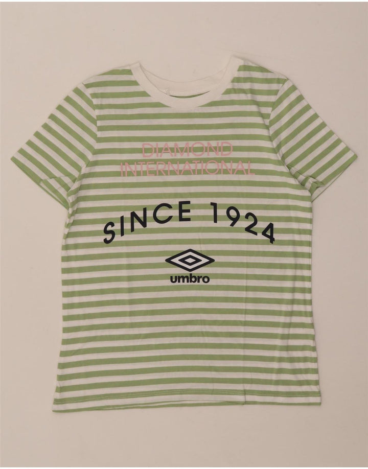T-shirt grafica da donna UMBRO Top UK 12 verde medio a righe
