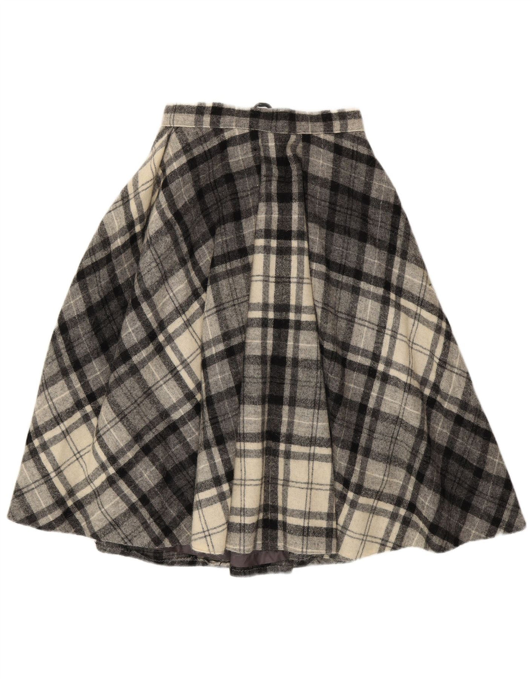 Gonna svasata da donna vintage EU 40 media W28 a quadri grigi