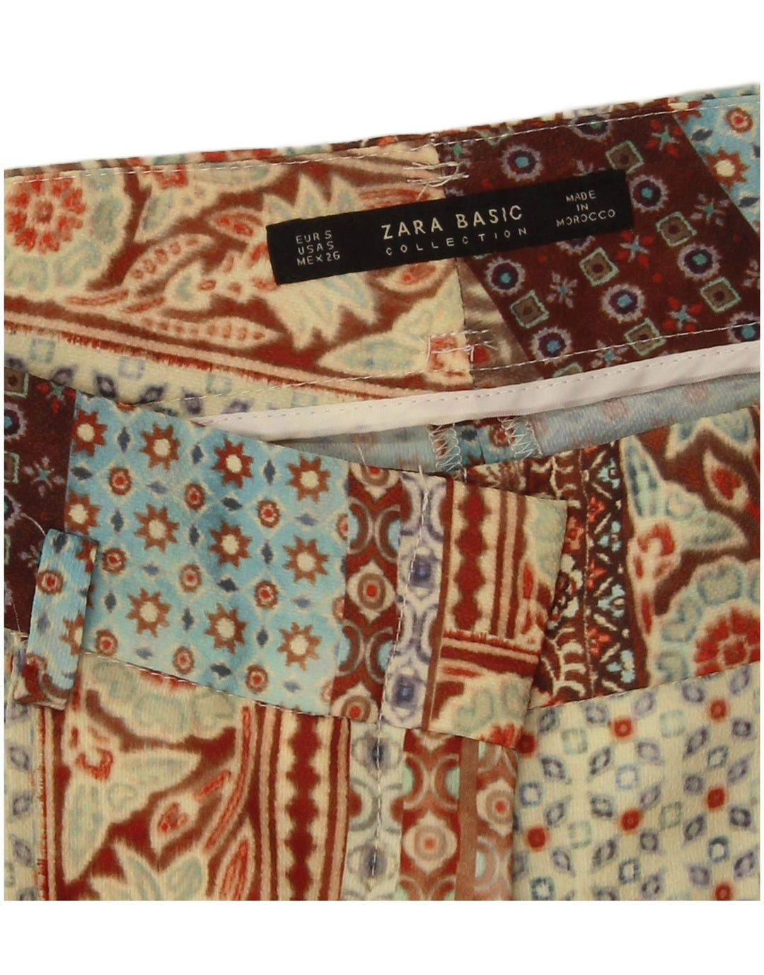 Pantaloni dritti a vita alta da donna Zara piccoli W28 L31 patchwork beige