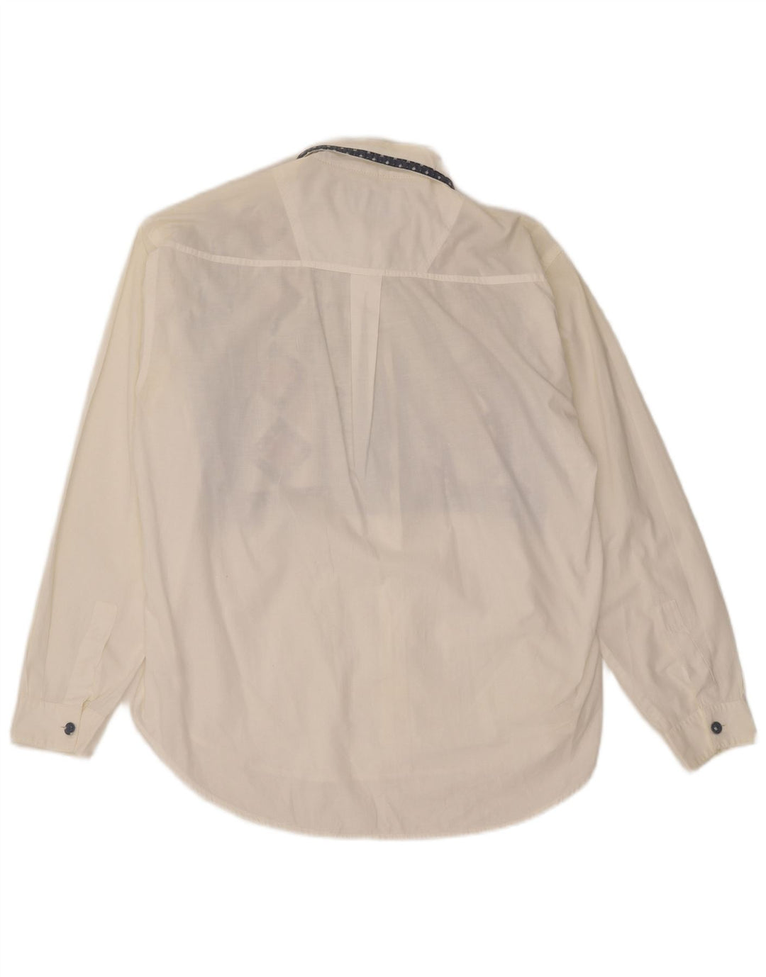 Camicetta camicia oversize da donna vintage UK 14 Cotone geometrico bianco medio