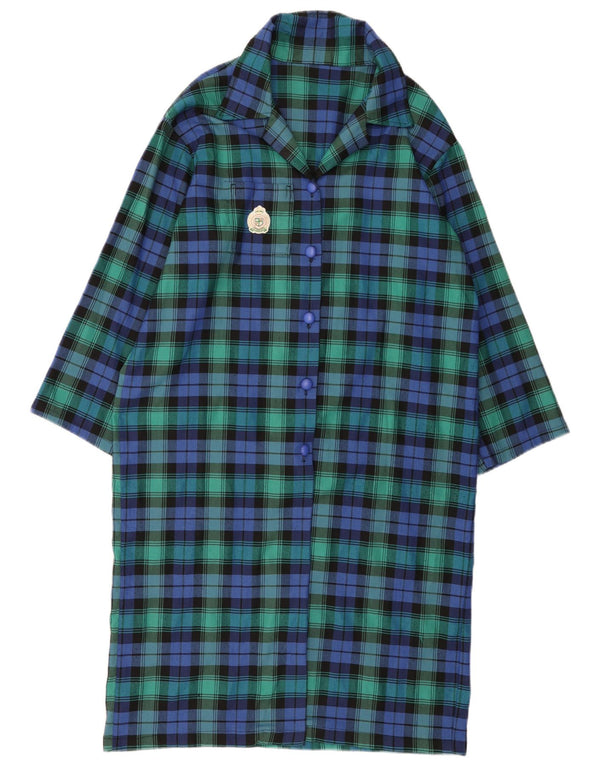 Abito camicia da donna VINTAGE UK 16 grande quadri verdi