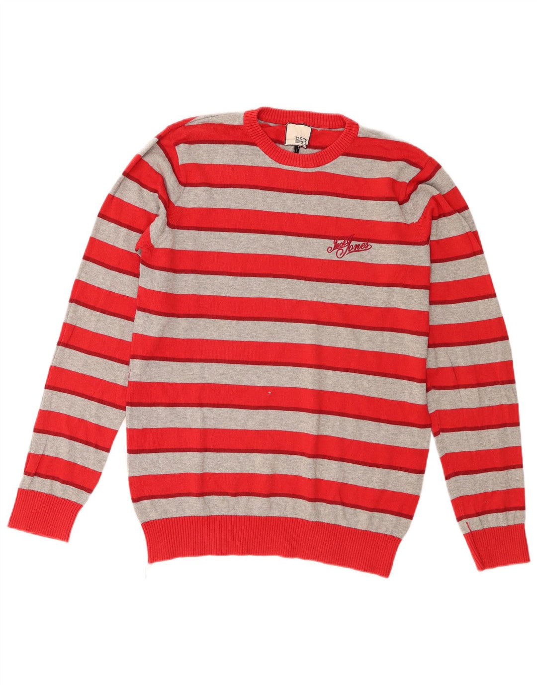 Jack & Jones Maglione da uomo girocollo vestibilità regolare piccolo rosso a righe