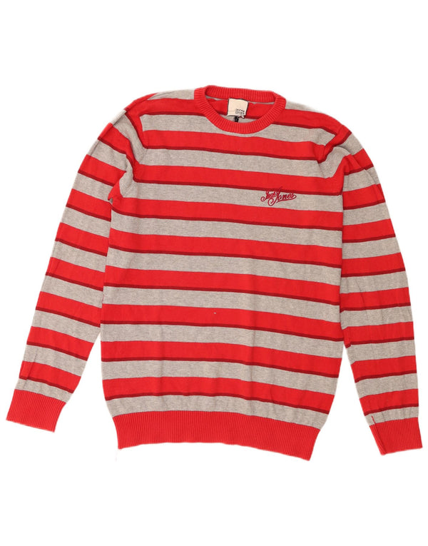 Jack & Jones Maglione da uomo girocollo vestibilità regolare piccolo rosso a righe