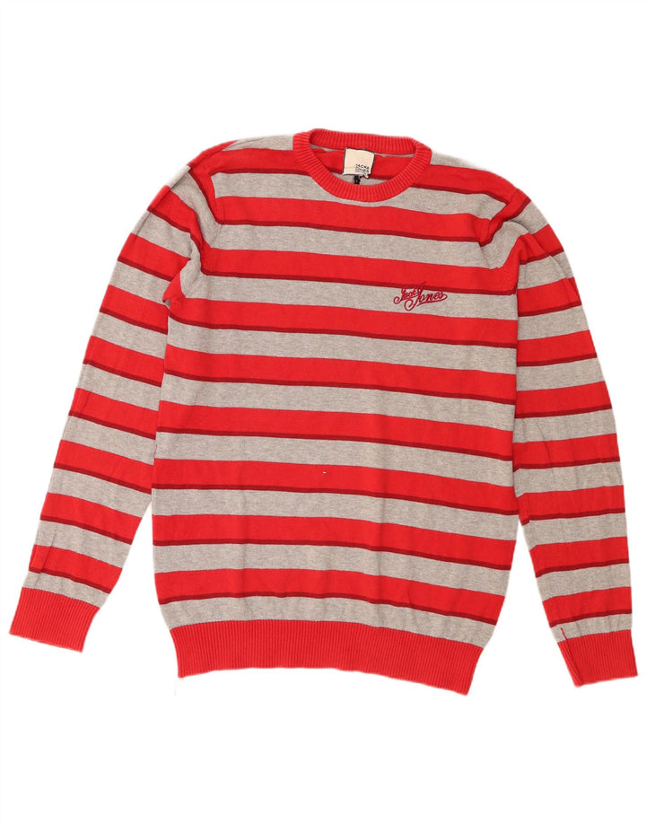 Jack & Jones Maglione da uomo girocollo vestibilità regolare piccolo rosso a righe
