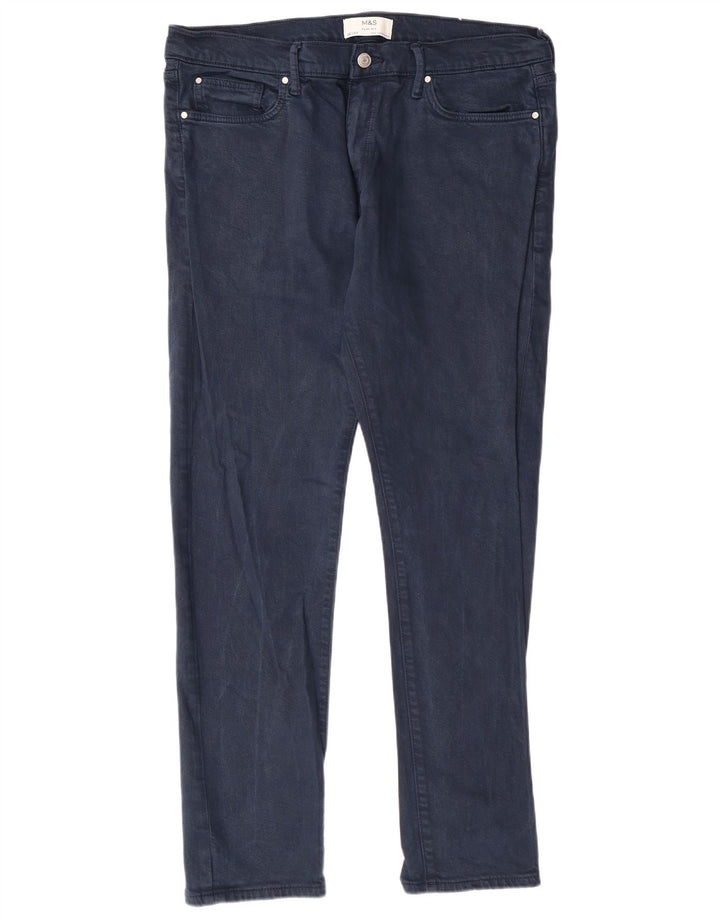 MARKS & SPENCER Jeans slim da uomo W36 L30 classico in cotone blu navy