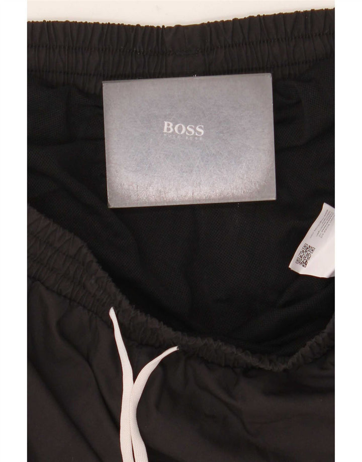 Pantaloncini da bagno grafici da uomo Hugo Boss grandi in poliestere nero