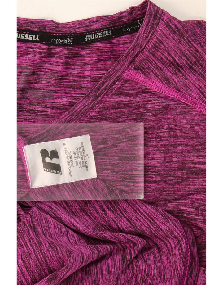 RUSSELL ATHLETIC Mens T-Shirt Top XL Purple Flecked Polyester Vintage Russell Athletic and Second-Hand Russell Athletic from Messina Hembry 