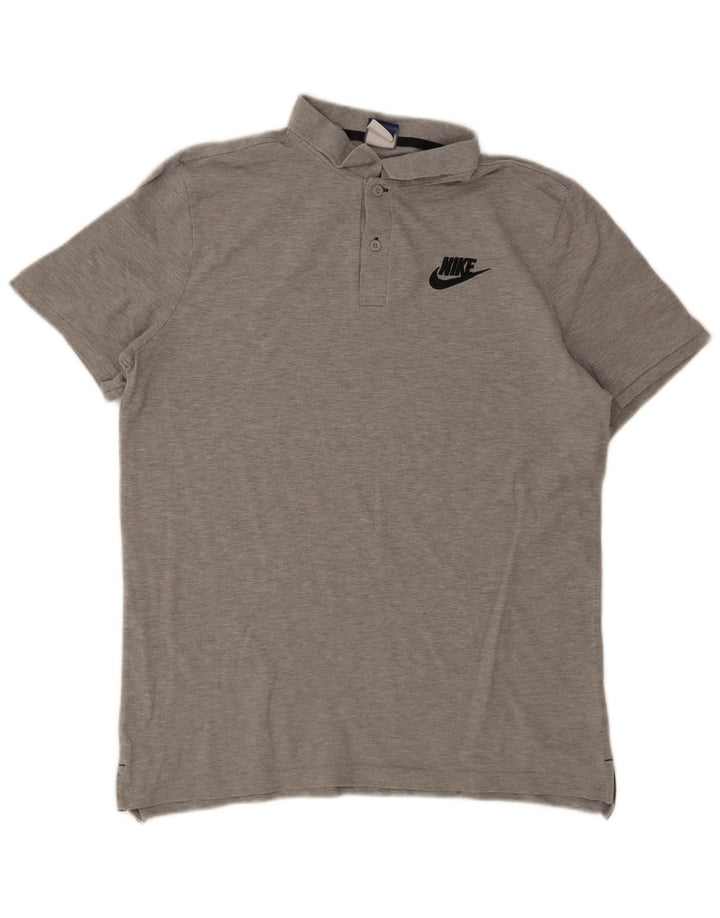 Polo Nike da uomo grande in cotone chiazzato grigio